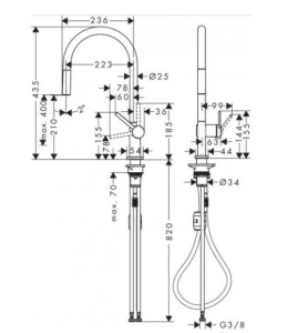 Кухонный смеситель Hansgrohe Talis 210 72802000, хром