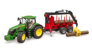 Игрушечный трактор с прицепом и бревнами Bruder 03154 John Deere 7R 350
