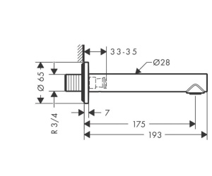 Прямой излив для ванны Hansgrohe Axor Wylewka Uno 45410000 хром