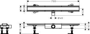 Сливной комплект Hansgrohe Raindrain 700мм 56164800, шлифованная нержавеющая сталь