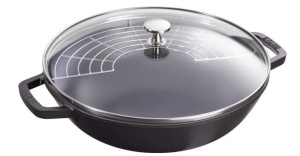 Чугунный вок Staub 37 см с грилем, чёрный 40509 398 0