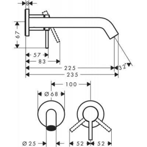 Смеситель для раковины Hansgrohe Tecturis S 22.5 см 73351670 черный матовый