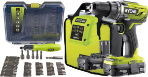 Аккумуляторная дрель RYOBI ONE + r18dd3-220S кейс, АКБ и ЗУ