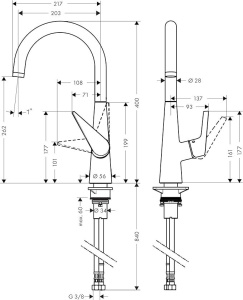 Кухонный смеситель Hansgrohe Talis S 72810000, хром