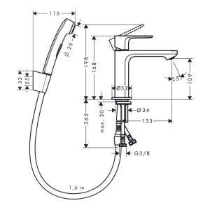 Смеситель для ванной комнаты Hansgrohe Rebris S 72215670, матовый черный