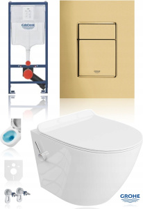 Комплект инсталляции Grohe Rapid унитаз-биде Lavita 2 в 1+ кнопка смыва 38732GL0, глянцевое золото