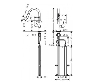 Кухонный смеситель Hansgrohe Focus 240 73880800, нержавеющая сталь