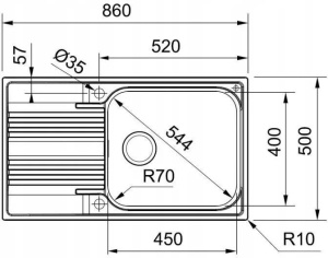 Кухонная раковина Franke Smart SRX 611-86 XL 101.0368.321, нержавеющая сталь