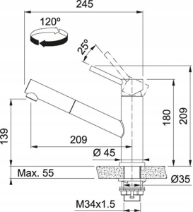 Кухонный кран Franke Orbit pull-out 115.0569.461, нержавеющая сталь