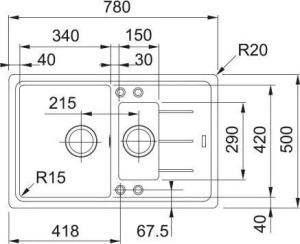 Кухонная раковина Franke Basis BFG 651-78 114.0693.555, матовый черный / черный слив
