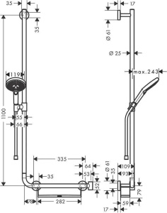 Душевой гарнитур со штангой 110см Hansgrohe Raindance Select S 120 3jet 2632400, хром