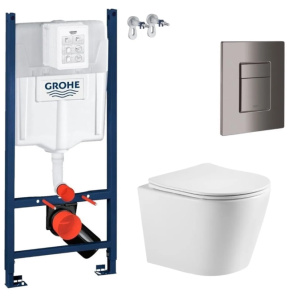 Комплект инсталляции Grohe унитаз Imprese Jess Tornado + кнопка смыва, графит глянцевый