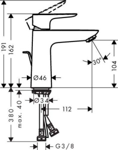 Смеситель для раковины Hansgrohe Talis 110 Coolstart Черный Матовый Хром 71713340