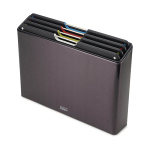 Набор 4 разделочный досок Joseph Carbon Folio Steel с подставкой