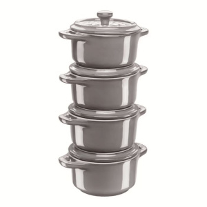 Кокот круглый Staub 10 см, 4 предмета серый