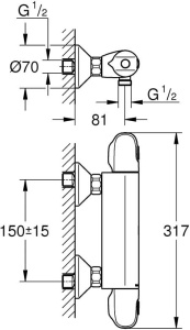 Термостатический смеситель для душа Grohe Grohtherm 1000 34143003, хром