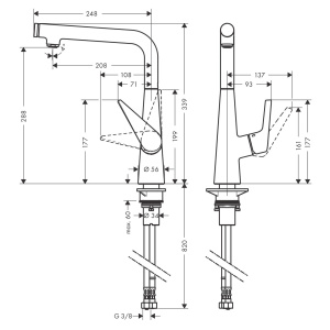 Смеситель для кухни (мойки) hansgrohe Talis Select S 72820000 хром