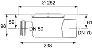 Сифон горизонтальный TECE drainpoint S, DN 70 3603500