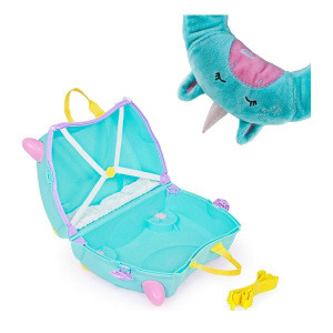 Чемодан-каталка trunki, ручная кладь, 46х31х21 см, 18 л, 1.7 кг, голубой, бирюзовый