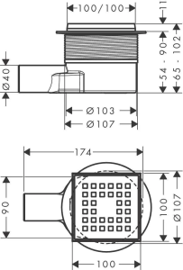 Точечный слив Hansgrohe RainDrain Point 100×100, комплект 56246800