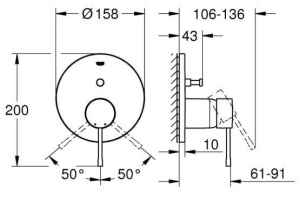Смеситель для ванны Grohe Essence 24058A01, графит