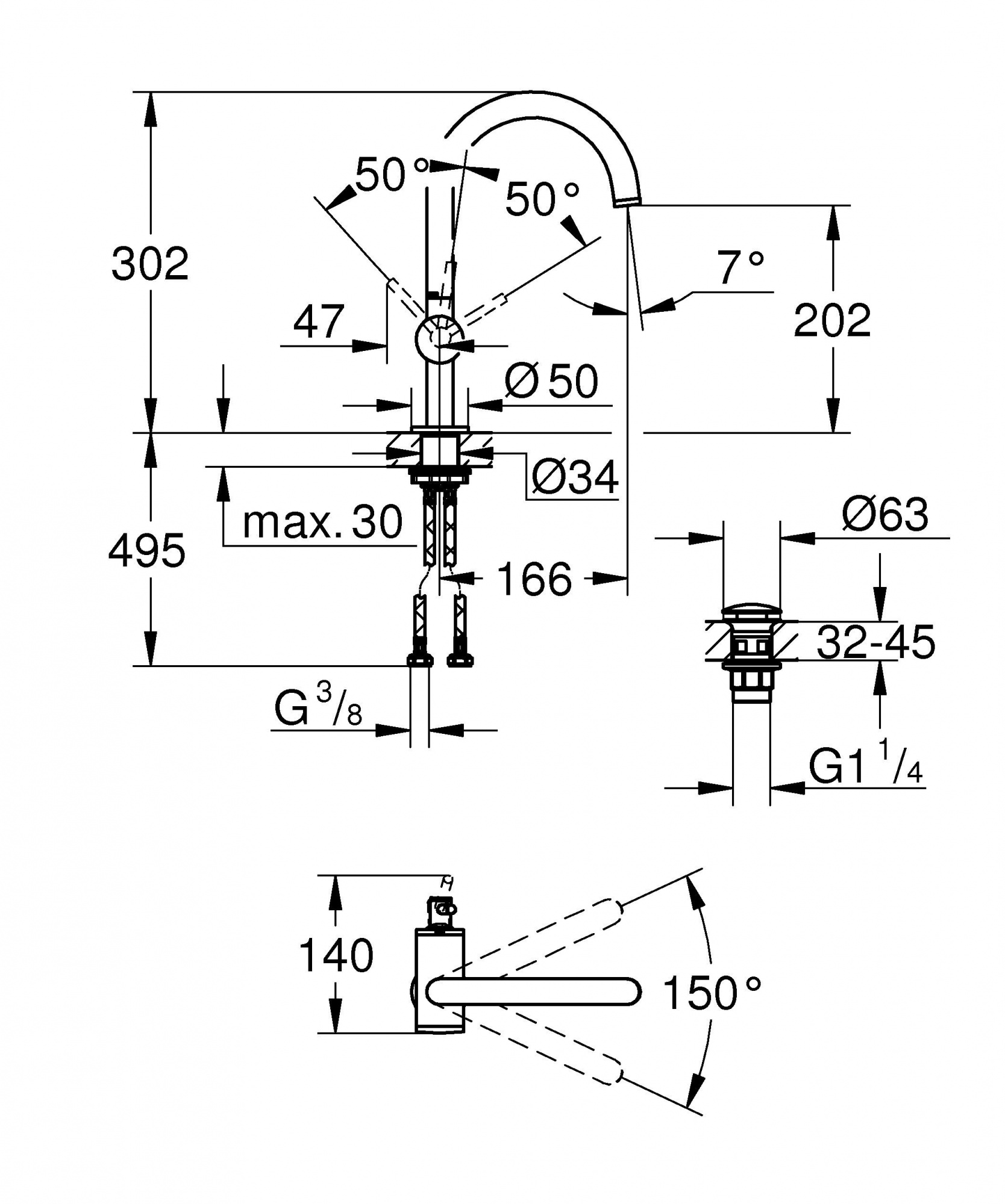 Смеситель для раковины (умывальника) Grohe Atrio 32042003