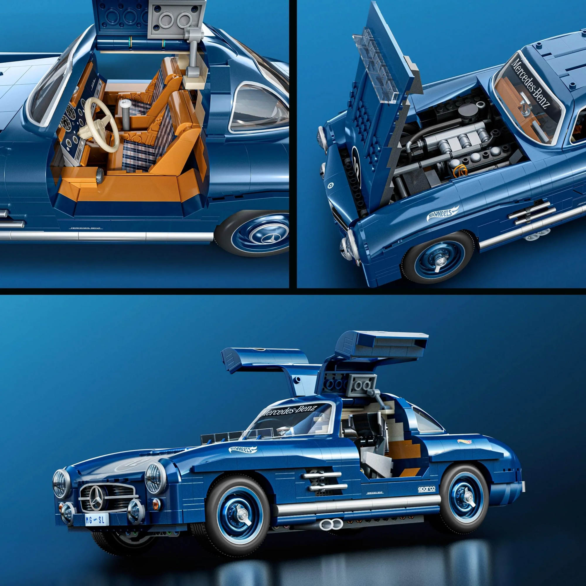 Hot Wheels Premium Series Mercedes-Benz 300 SL, набор блоков Mattel Brick Shop (HWW25)