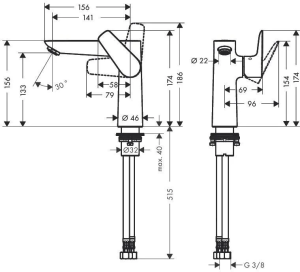 Смеситель для раковины Hansgrohe Talis E 71755000, хром