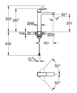 Смеситель для раковины Grohe Cubeo XL 1017290000, хром