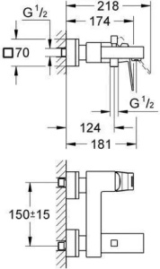 Смеситель для ванны Grohe Eurocube 23140000, хром