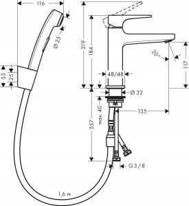 Смеситель Hansgrohe Metropol с гигиеническим душем хром 32522000