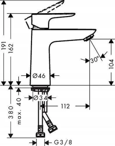 Смеситель для раковины Hansgrohe Talis E, шлифованный черный хром 71714340