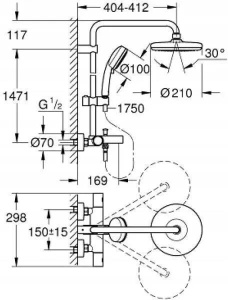 Душевая система Grohe Tempesta New Cosmopolitan 26223001, хром