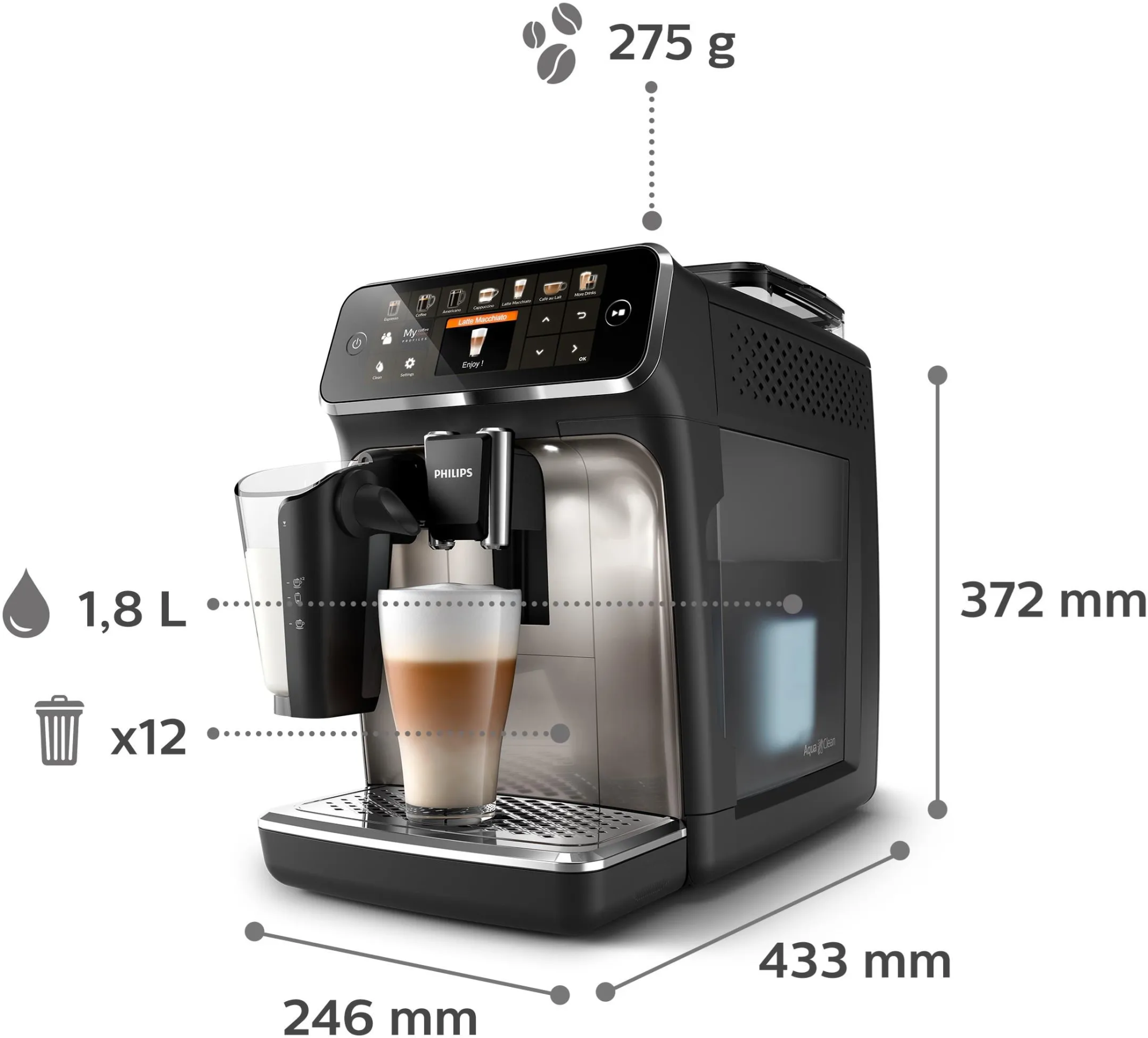 Кофемашина PHILIPS 5400 LatteGo EP5447/90, чёрная