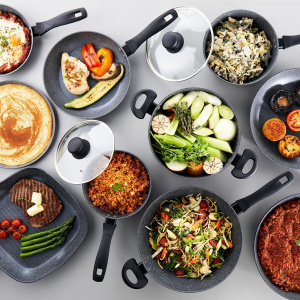 Набор кастрюль и сковородок Russell Hobbs RH02814EU7 5 предметов, 20/24 см сковороды и 16/18/20 см кастрюли, металлический мрамор, алюминий