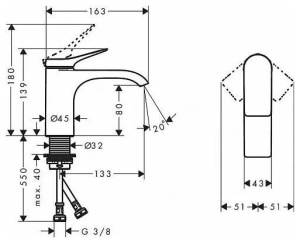 Смеситель для раковины Hansgrohe Vivenis 75012670, матовый черный