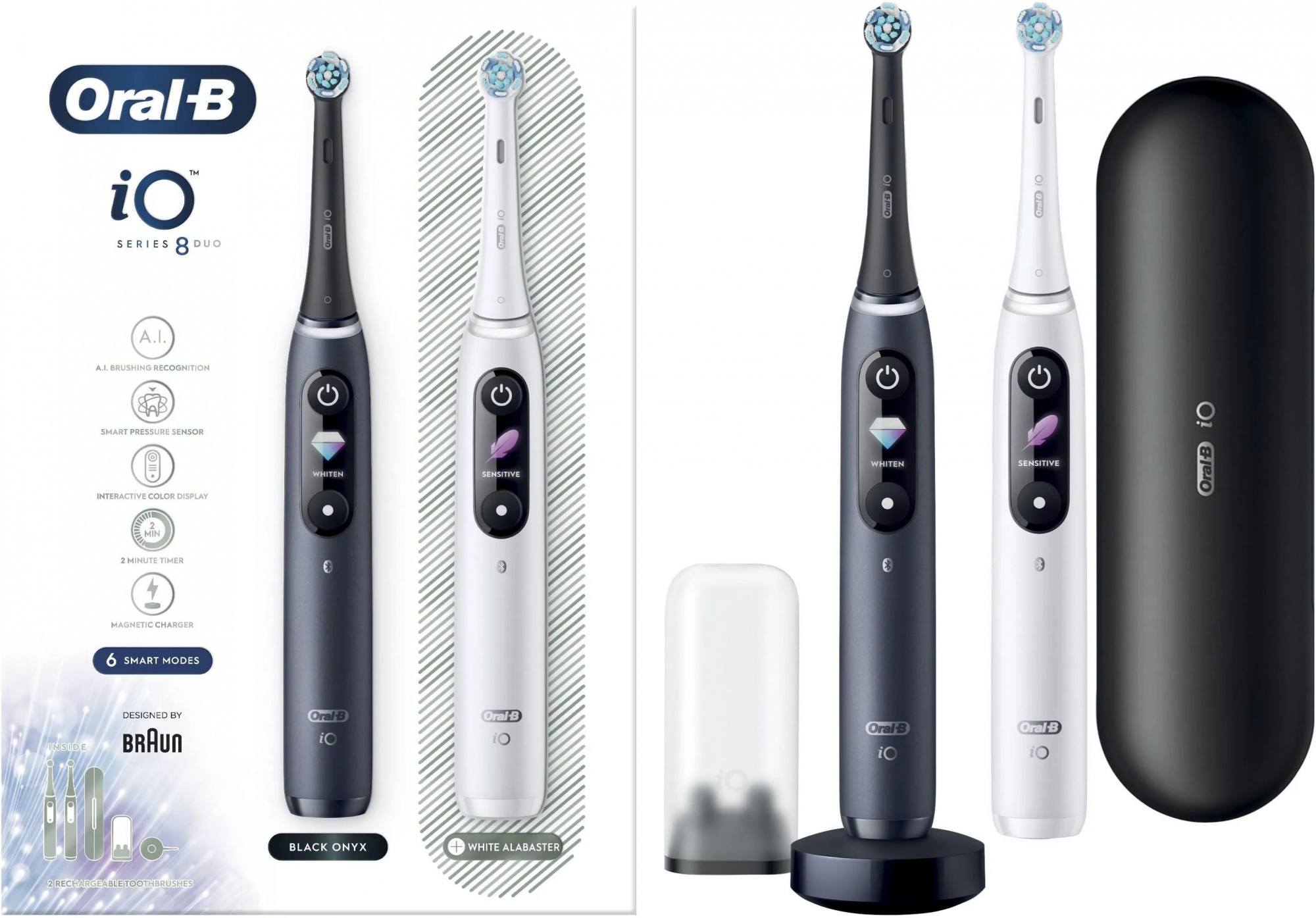 Набор электрических щеток Oral-B iO 8 Duo белая, черная