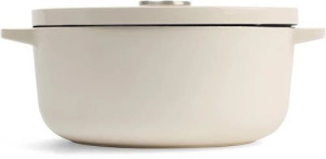 Чугунная кастрюля KitchenAid 5,2 л, 26 см, кремовая, с крышкой