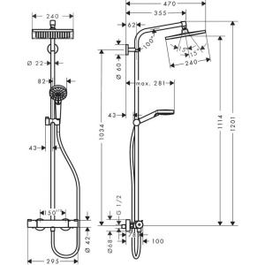 Душевая стойка Hansgrohe Crometta Е 240 1jet Showerpipe 27271000, хром