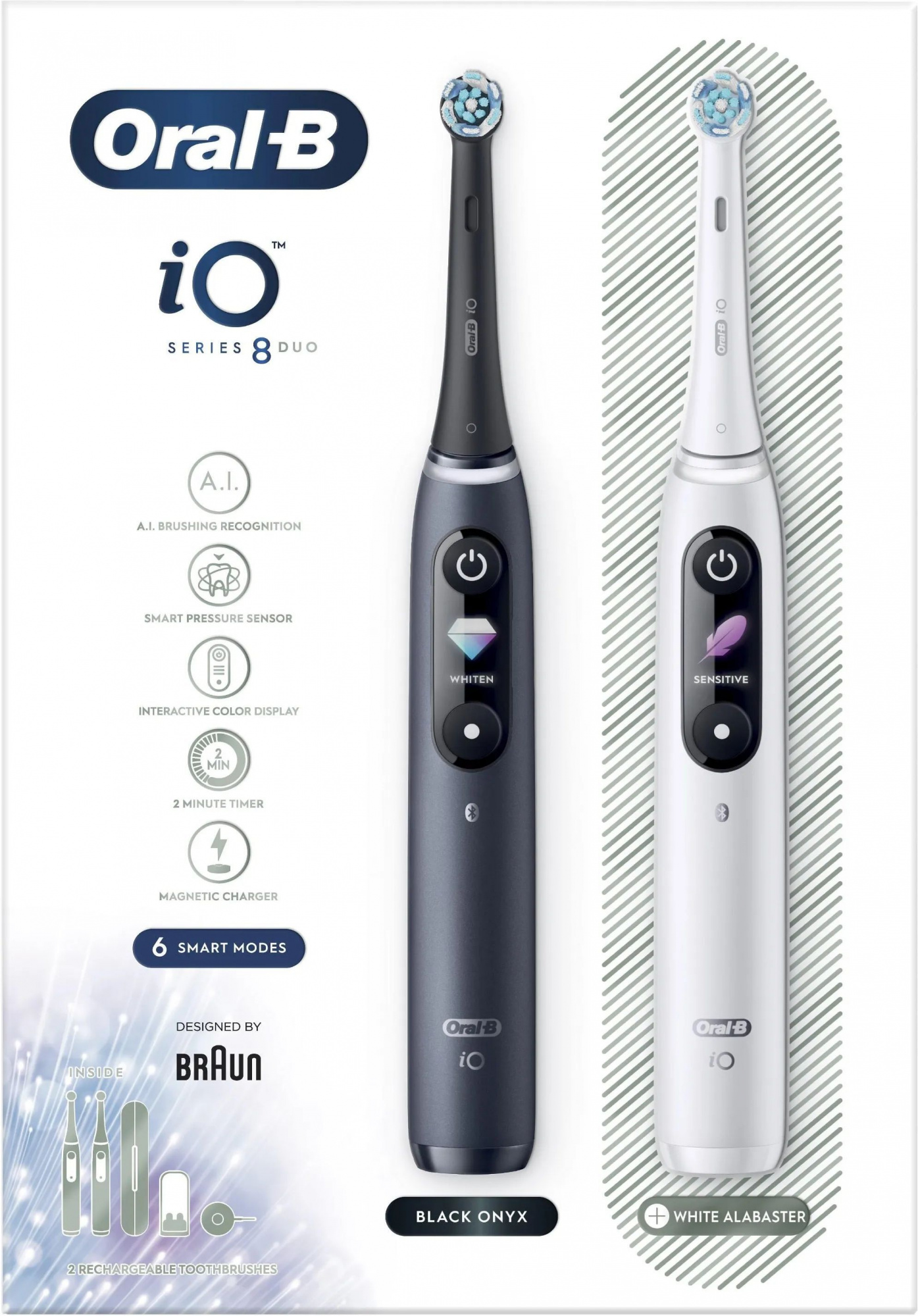 Набор электрических щеток Oral-B iO 8 Duo белая, черная