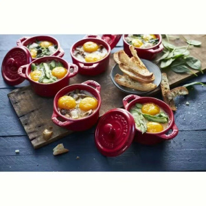 Кокот круглый Staub 10 см, 4 предмета вишнево-красный