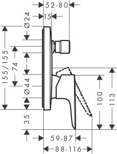 Смеситель для ванны с душем Hansgrohe Talis E 71745670, матовый черный