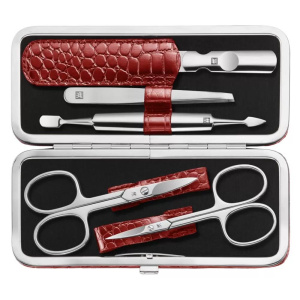 Маникюрный набор Zwilling Classic Inox 5 предметов, отделка крокодил, красный (‎97653-003-0)