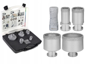 Набор коронок + фреза (5шт) М14 по керамограниту Diamond DrySpeed Bosch 2608576669