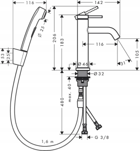 Смеситель Hansgrohe Tecturis S 110 черный матовый 73211670