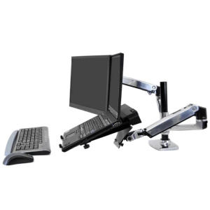 Ergotron LX Dual Stacking Arm Ergotron 45-248-026 крепление для двух мониторов или для монитора и ноутбука(металлик)
