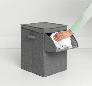 Корзина для белья Brabantia 120442 / 120466 с крышкой, 50х32х44.5 см, серо-черный