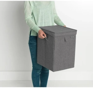 Корзина для белья Brabantia 120442 / 120466 с крышкой, 50х32х44.5 см, серо-черный