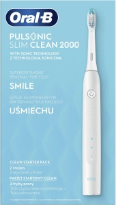 Электрическая звуковая зубная щётка Oral-B Pulsonic Slim Clean 2000 White, с зарядной станцией