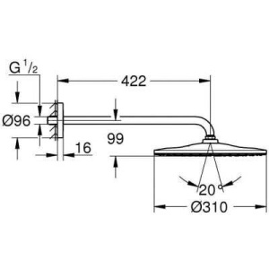 Дождевой душ с кронштейном Grohe Rainshower Mono 310 26558DC0